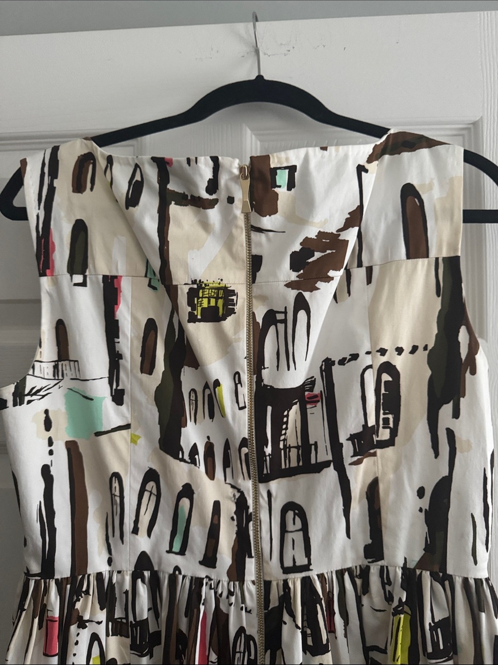 kate spade White Dress with Brown and Black Abstract Print - Picture 7 of 8